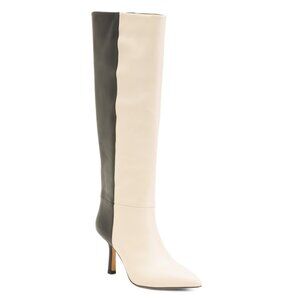 LIVERPOOL LA Ecru/Black Leather Bryn Heeled Boots